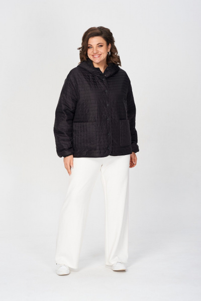 Демисезонная куртка из плащёвой ткани с капюшоном и застежкой на кнопки Диомант 2033 черный - фото 2