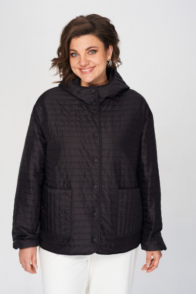 Демисезонная куртка из плащёвой ткани с капюшоном и застежкой на кнопки Диомант 2033 черный - фото 1