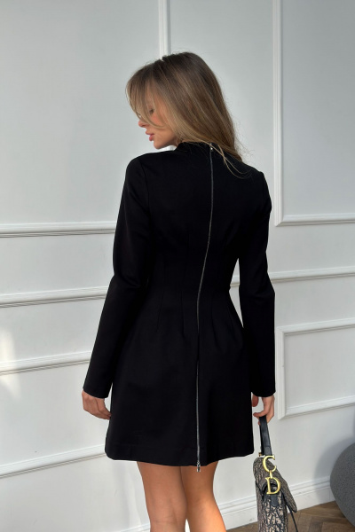 Элегантное приталенное платье из текстиля со сборкой и молнией на спинке THE.WOMAN 0282 черный - фото 2