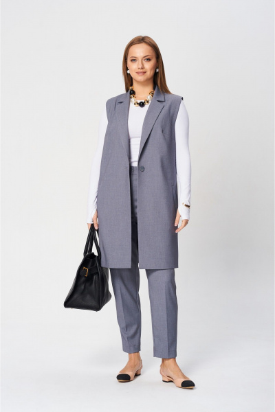 Брюки и жилет деловой комплекта из текстиля SandyNa 130560 дымчато-серый - фото 1
