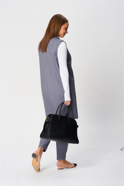 Брюки и жилет деловой комплекта из текстиля SandyNa 130560 дымчато-серый - фото 2