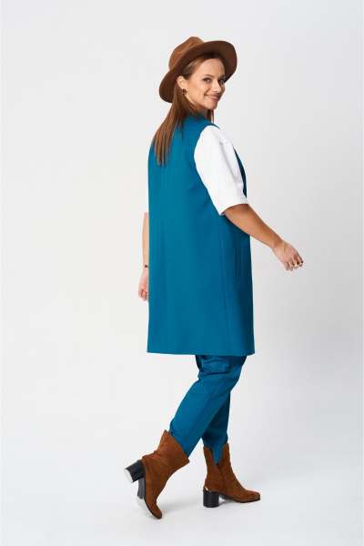 Брюки и жилет деловой комплекта из текстиля SandyNa 130560 новая_морская_волна - фото 4