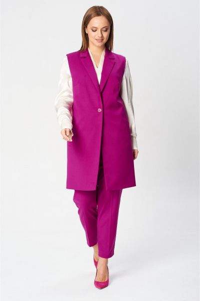 Брюки и жилет деловой комплекта из текстиля SandyNa 130560 фуксия - фото 6