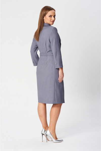Платье с запахом полуприлегающего силуэта из textиля SandyNa 130131 дымчато-серый - фото 4