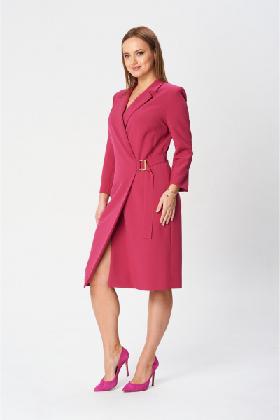 Платье с запахом полуприлегающего силуэта из textиля SandyNa 130131 спелая_малина - фото 1