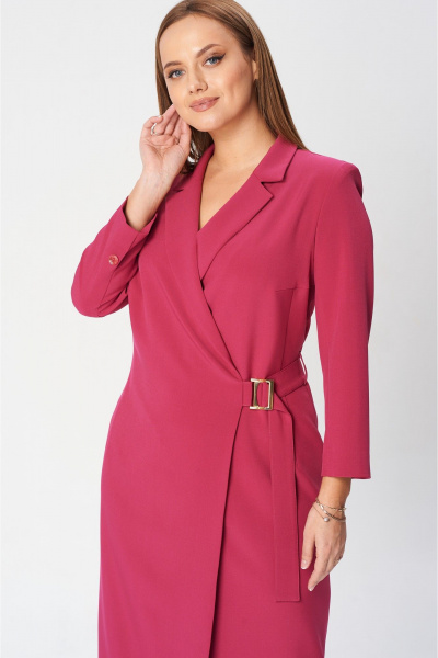 Платье с запахом полуприлегающего силуэта из textиля SandyNa 130131 спелая_малина - фото 7