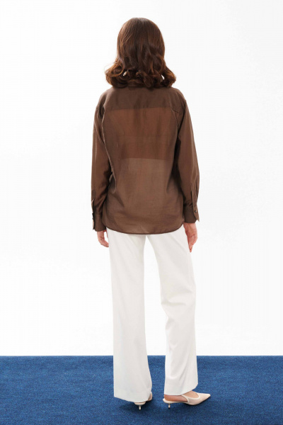 Молочные женские брюки прямые из смесового textиля Панда 10760 молочный - фото 2