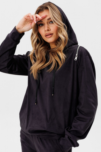 Костюм 2-ка из искусственной замши черный на каждый день AVRIL 2015 антрацит - фото 4