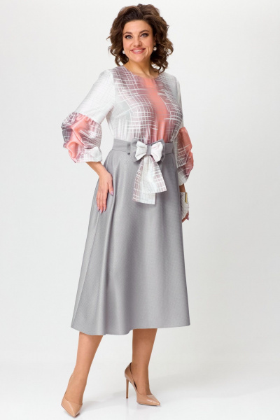 Платье мультиколор с погонами и расклешением Angelina & Сo 1205 - фото 6