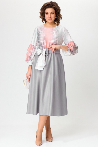 Платье мультиколор с погонами и расклешением Angelina & Сo 1205 - фото 3