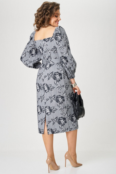 Платье серое приталенное коктейльное с поясом Angelina & Сo 1206 - фото 5