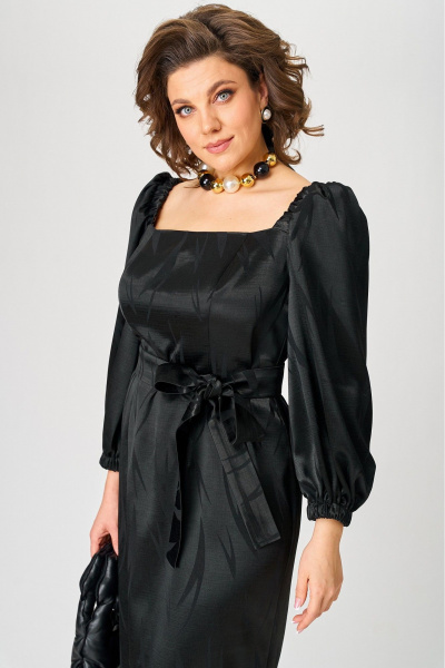 Платье черное облегающее с разрезом и поясом Angelina & Сo 1208 - фото 9