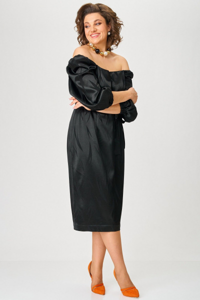 Платье черное облегающее с разрезом и поясом Angelina & Сo 1208 - фото 8