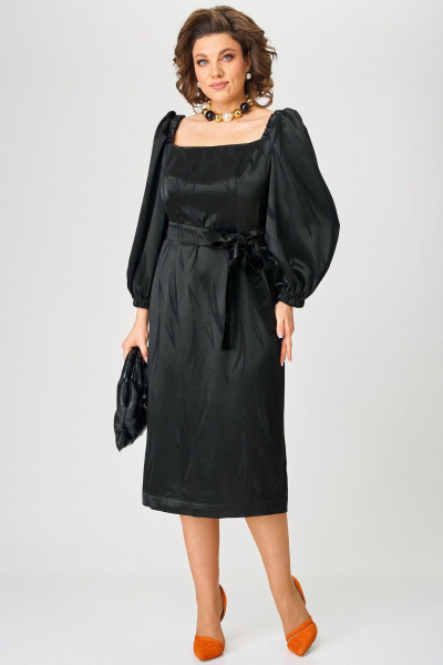 Платье черное облегающее с разрезом и поясом Angelina & Сo 1208 - фото 7