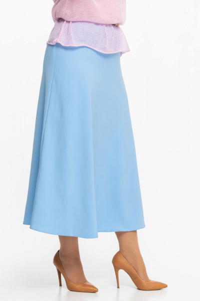 Голубая юбка-клеш, по косой, эластан, офисная и повседневная Дорофея 223 голубой - фото 7