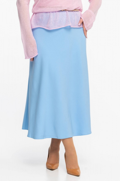 Голубая юбка-клеш, по косой, эластан, офисная и повседневная Дорофея 223 голубой - фото 6