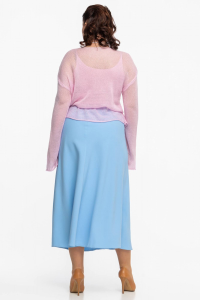 Голубая юбка-клеш, по косой, эластан, офисная и повседневная Дорофея 223 голубой - фото 5
