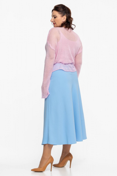 Голубая юбка-клеш, по косой, эластан, офисная и повседневная Дорофея 223 голубой - фото 4