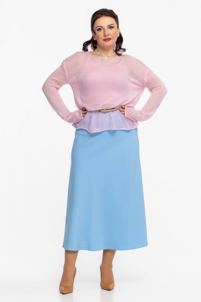 Голубая юбка-клеш, по косой, эластан, офисная и повседневная Дорофея 223 голубой - фото 2