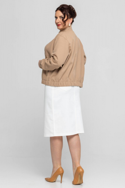 Джинсовый бомбер, бежевый, комфортный, на каждый день, демисезон Дорофея 453 песочный - фото 12