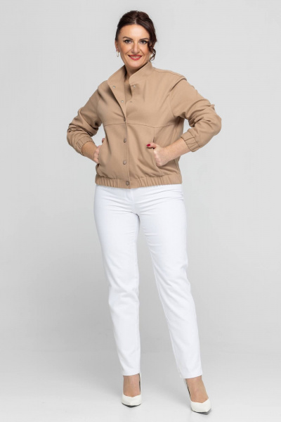 Джинсовый бомбер, бежевый, комфортный, на каждый день, демисезон Дорофея 453 песочный - фото 11