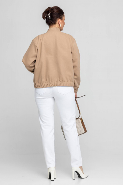 Джинсовый бомбер, бежевый, комфортный, на каждый день, демисезон Дорофея 453 песочный - фото 10