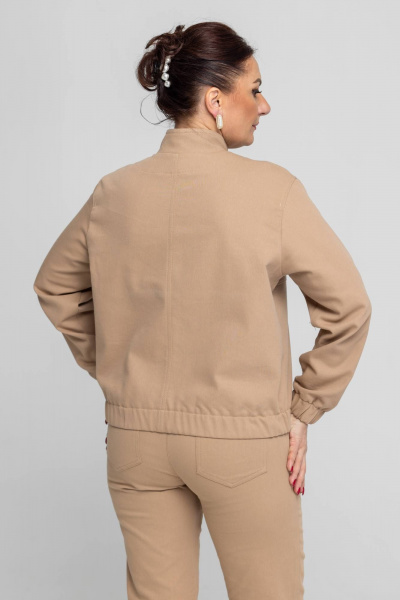 Джинсовый бомбер, бежевый, комфортный, на каждый день, демисезон Дорофея 453 песочный - фото 6