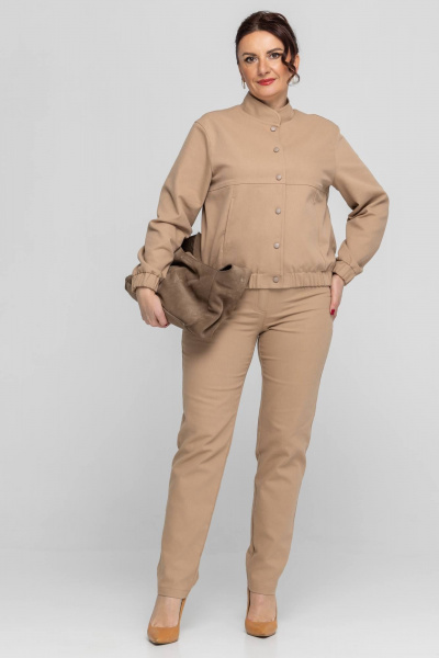 Джинсовый бомбер, бежевый, комфортный, на каждый день, демисезон Дорофея 453 песочный - фото 2