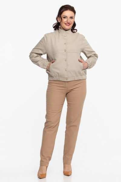 Джинсовый бомбер, бежевый, стильный, на каждый день, демисезон Дорофея 453 оливковый - фото 5