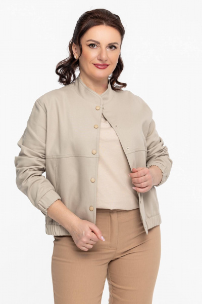 Джинсовый бомбер, бежевый, стильный, на каждый день, демисезон Дорофея 453 оливковый - фото 4