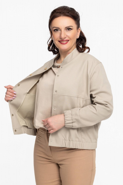 Джинсовый бомбер, бежевый, стильный, на каждый день, демисезон Дорофея 453 оливковый - фото 3