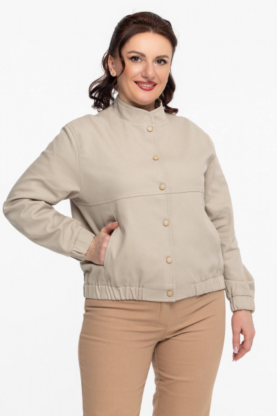 Джинсовый бомбер, бежевый, стильный, на каждый день, демисезон Дорофея 453 оливковый - фото 1