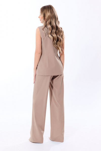 Бежевые брюки и жилет, прямого кроя, офисный стиль, демисезон Golden Valley 6629 бежевый - фото 2