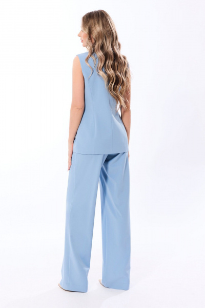 Голубые брюки и жилет, прямой крой, деловой образ, демисезон Golden Valley 6629 голубой - фото 2