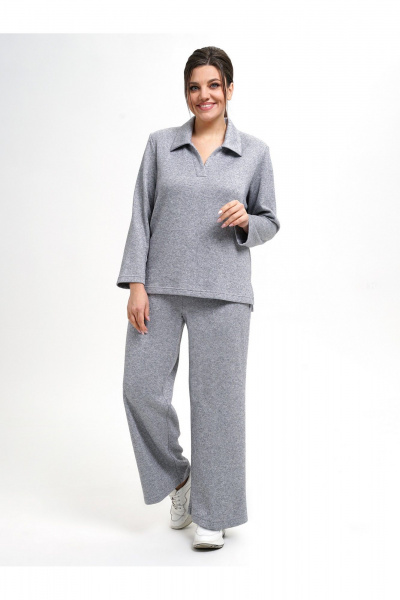 Костюм из трикотажных джемперов и широких брюк серый Пинск-Стиль 215 серый - фото 4