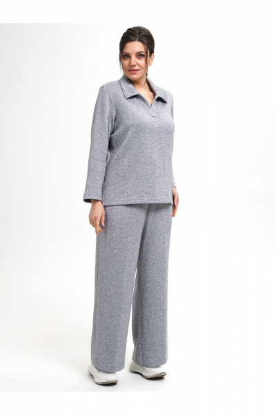 Костюм из трикотажных джемперов и широких брюк серый Пинск-Стиль 215 серый - фото 2