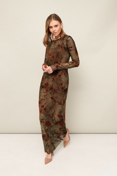 Платье из сетки с анималистичным принтом и подкладкой PUR PUR 11-332/1 - фото 4