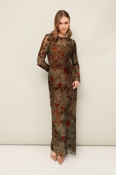 Платье из сетки с анималистичным принтом и подкладкой PUR PUR 11-332/1 - фото 3