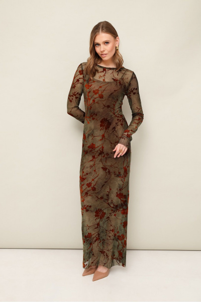 Платье из сетки с анималистичным принтом и подкладкой PUR PUR 11-332/1 - фото 1