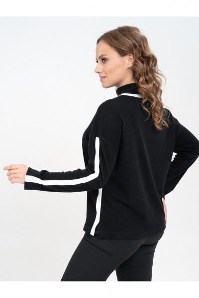 Демисезонный трикотажный джемпер свободного силуэта с декором Пинск-Стиль 210 черный - фото 10