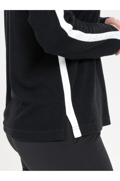 Демисезонный трикотажный джемпер свободного силуэта с декором Пинск-Стиль 210 черный - фото 5