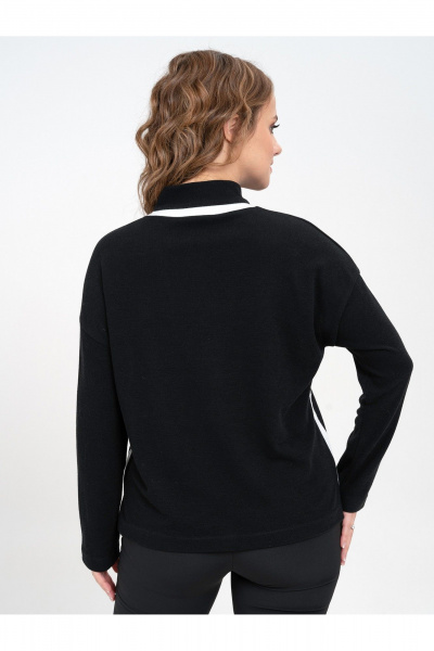 Демисезонный трикотажный джемпер свободного силуэта с декором Пинск-Стиль 210 черный - фото 6