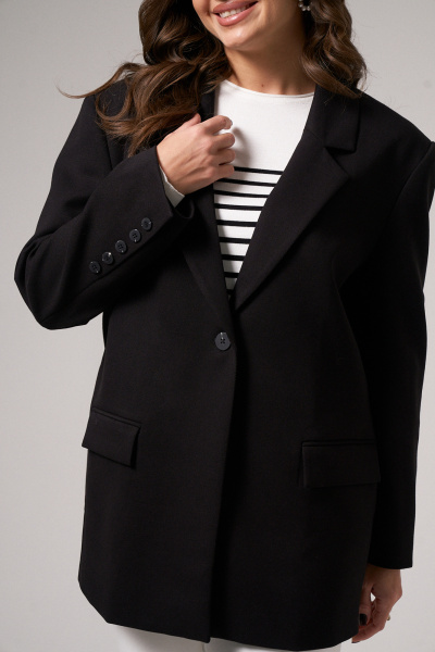 Демисезонный жакет прямого силуэта с пуговицами и карманами Панда 188030w черный - фото 6