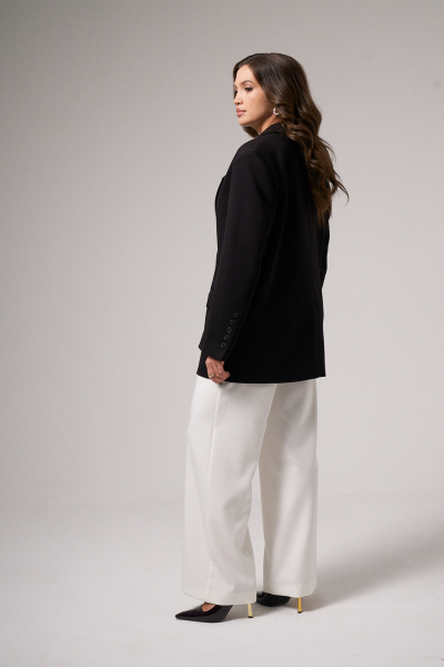 Демисезонный жакет прямого силуэта с пуговицами и карманами Панда 188030w черный - фото 8