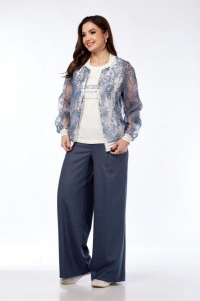 Брюки, бомбер, майка Милора-стиль 1318 джинсовый - фото 5