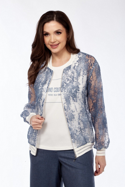 Брюки, бомбер, майка Милора-стиль 1318 джинсовый - фото 3