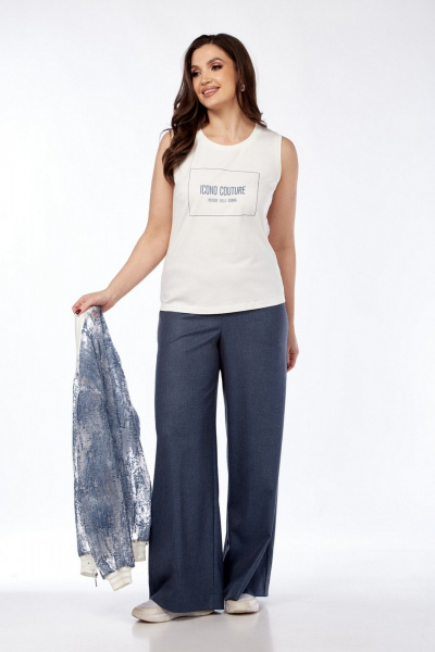 Брюки, бомбер, майка Милора-стиль 1318 джинсовый - фото 2