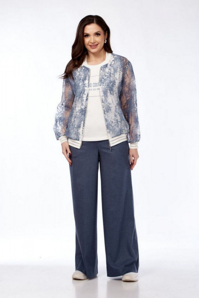 Брюки, бомбер, майка Милора-стиль 1318 джинсовый - фото 1