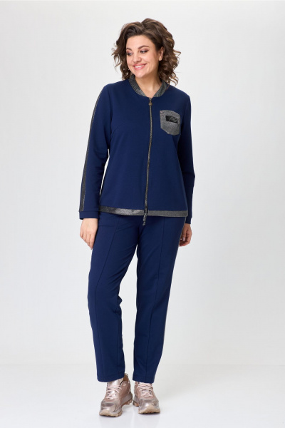 Костюм спортивный с зауженными брюками и укороченным жакетом Bonna Image 845 синий - фото 15