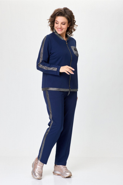 Костюм спортивный с зауженными брюками и укороченным жакетом Bonna Image 845 синий - фото 10
